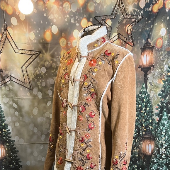 🧥St. John’s Bay Westerncore Embroidered Shearling-Trim Teddy Jacket | Sz Large - Picture 6 of 16